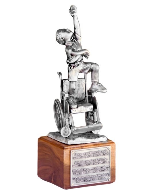 12-Inch Pewter Matthew Statue with Hand-Crafted Walnut Base